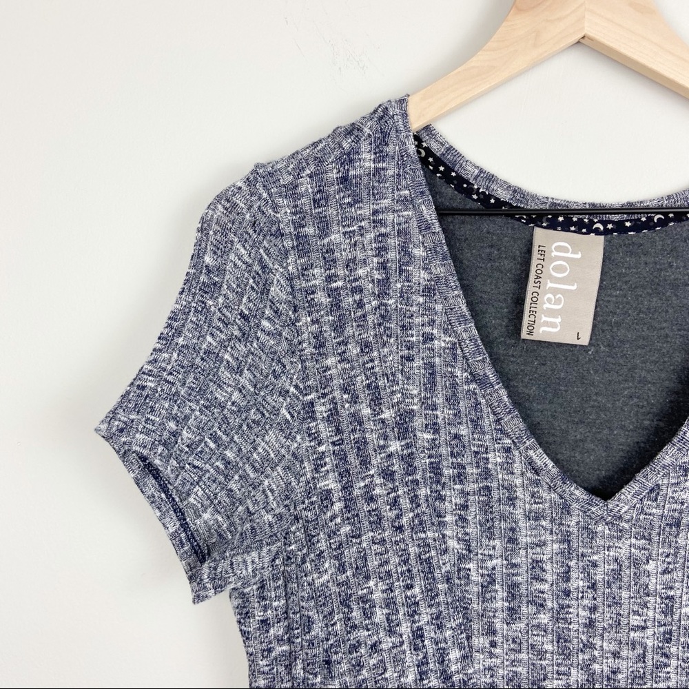 Anthropologie Heather Gray V-Neck Ribbed Mini Dress - Picture 8 of 9